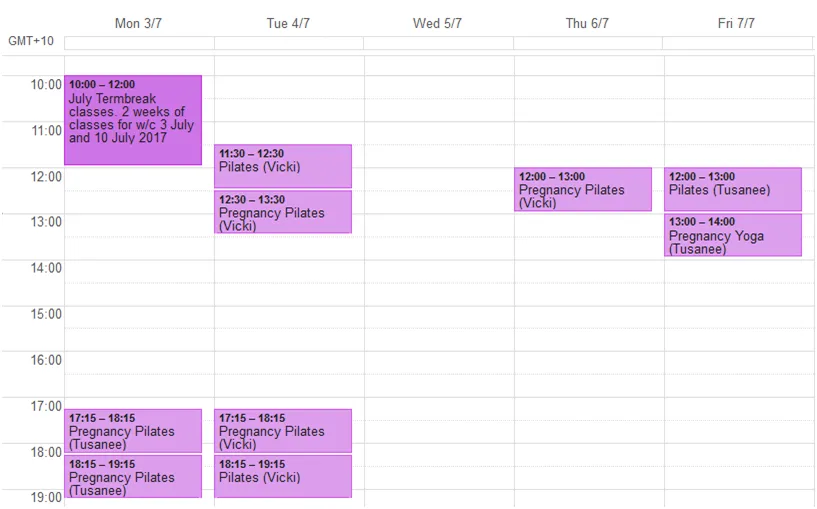 Draft July 2017 ‘term break’ timetable