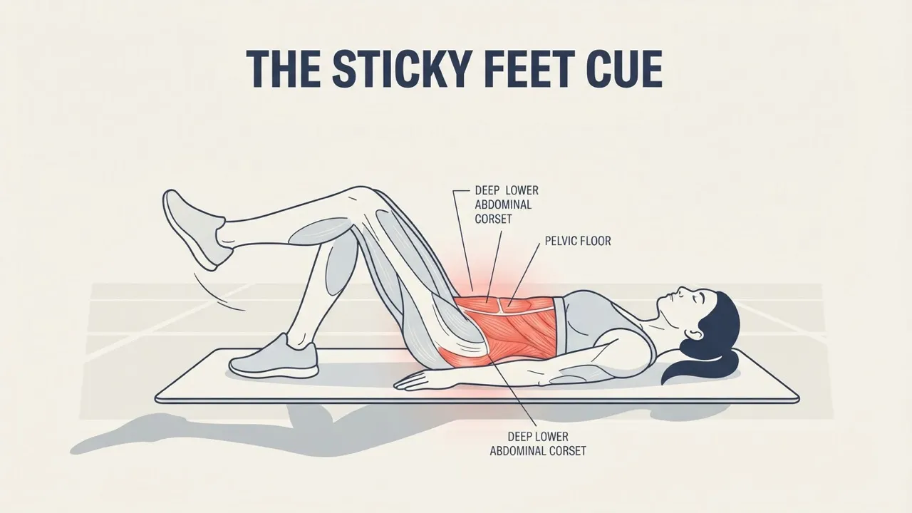 Explain the Pilates Cue – Sticky Feet