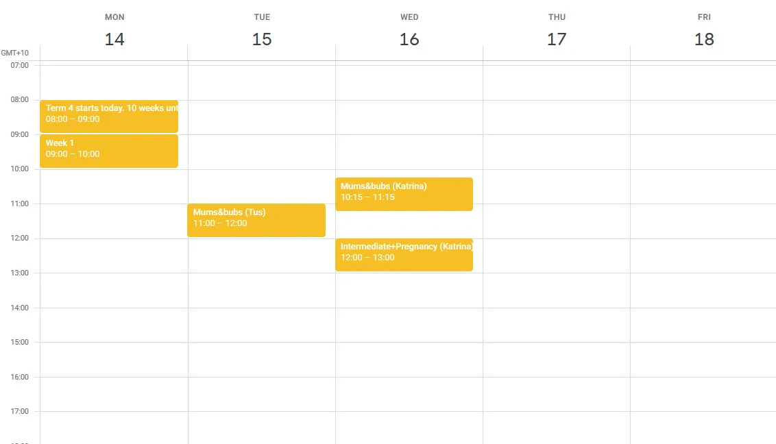 draft broadway 'term 4 2019' pilates timetable