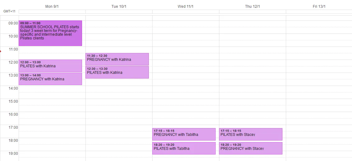 Draft January 2017 'summer school' timetable