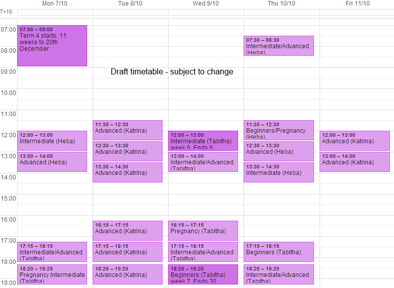 Draft Timetable Term 1 2014 - Sydney CBD