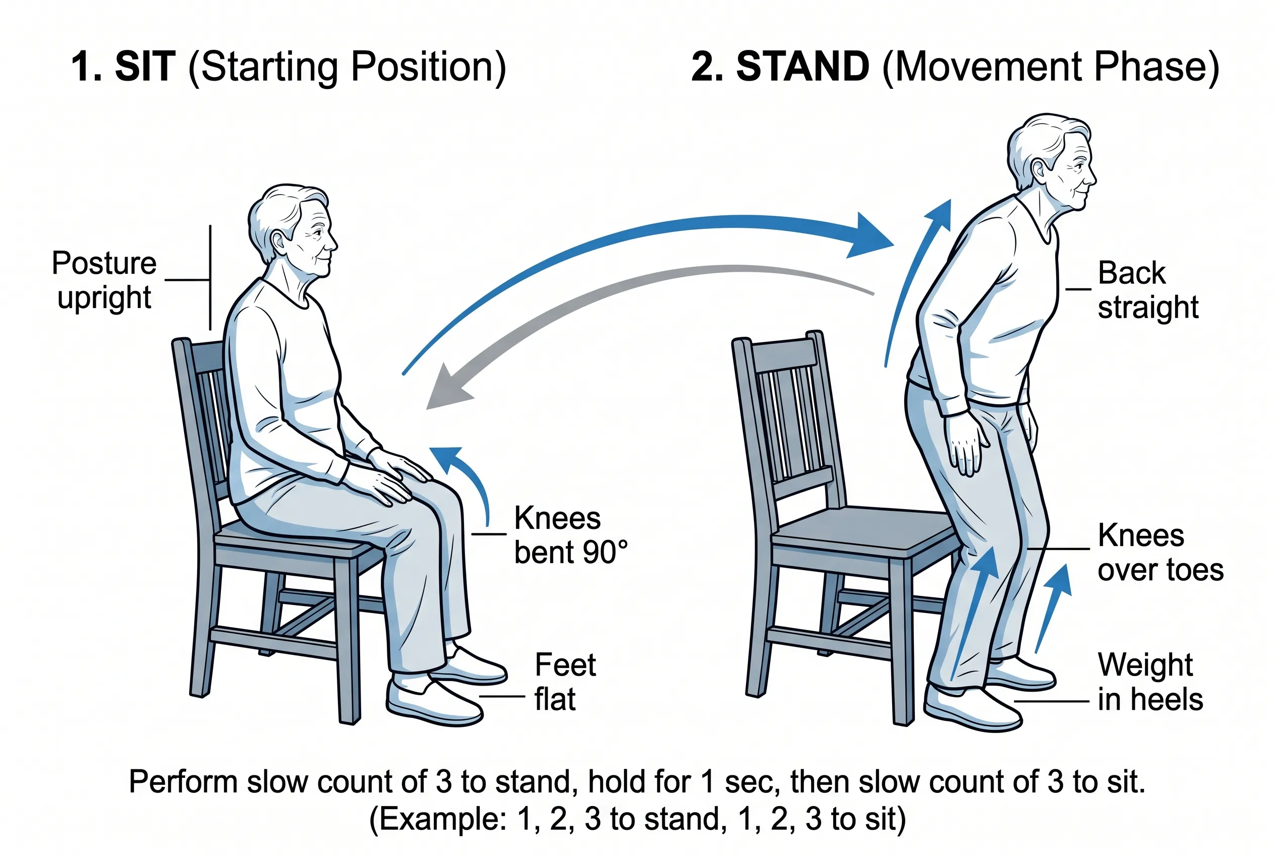 Sit to stand exercise diagram
